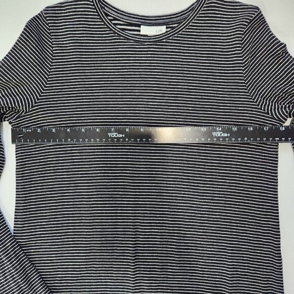 J. Jill A-Line Shift Dress Small Black White Stripe Crew Neck Long Sleeve Jersey - Picture 4 of 9